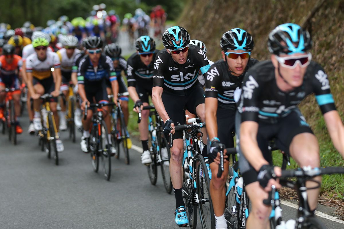 Team Sky via Ian Boswell drive the pace