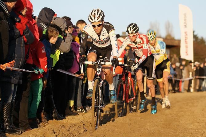 Niels Albert (BKCP Powerplus) in the lead group with Mathieu van der Poel and Rob Peeters
