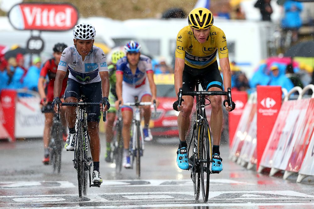 Chris Froome and Nairo Quintana finish stage 12.