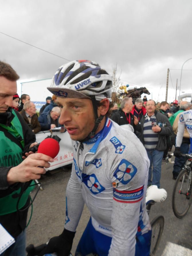 Pierrick F&eacute;drigo (FDJ) is interviewed after his win