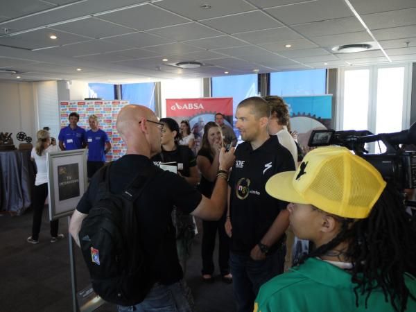 Marathon World Champ Christoph Sauser at the pre-race press conference