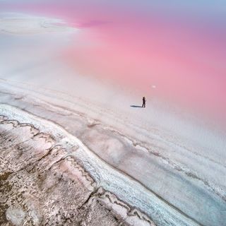 "The first time you see the pink salt lakes of the Kherson region in Ukraine it feels as though you are looking at another planet. During the summer months, microscopic algae causes the water to turn pink and red. The view from above is literally out of this world, which is why I chose to use a drone to convey the atmosphere of this unusual place."