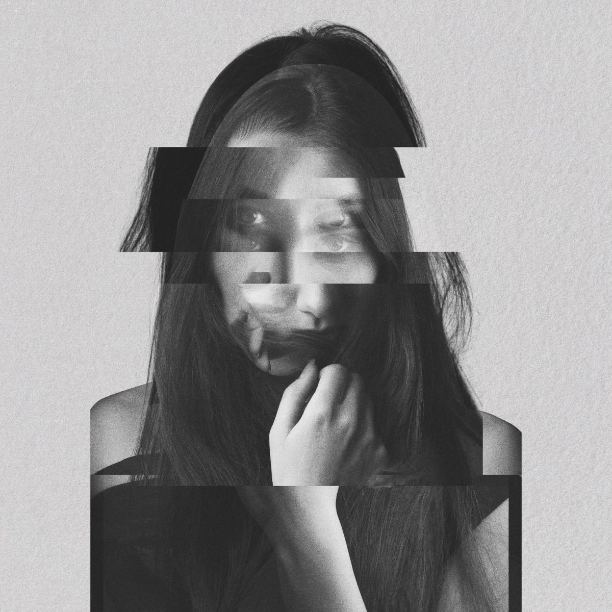 Abstract woman portrait in glitch style - stock photo