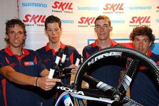 The Skil-Shimano team's four Dutch riders: Koen de Kort, Piet Rooijakkers, Albert Timmer and Kenny Van Hummel.