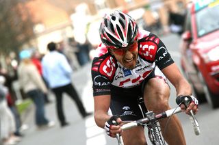 Fabian Cancellara putting the power down as he rides to the victory