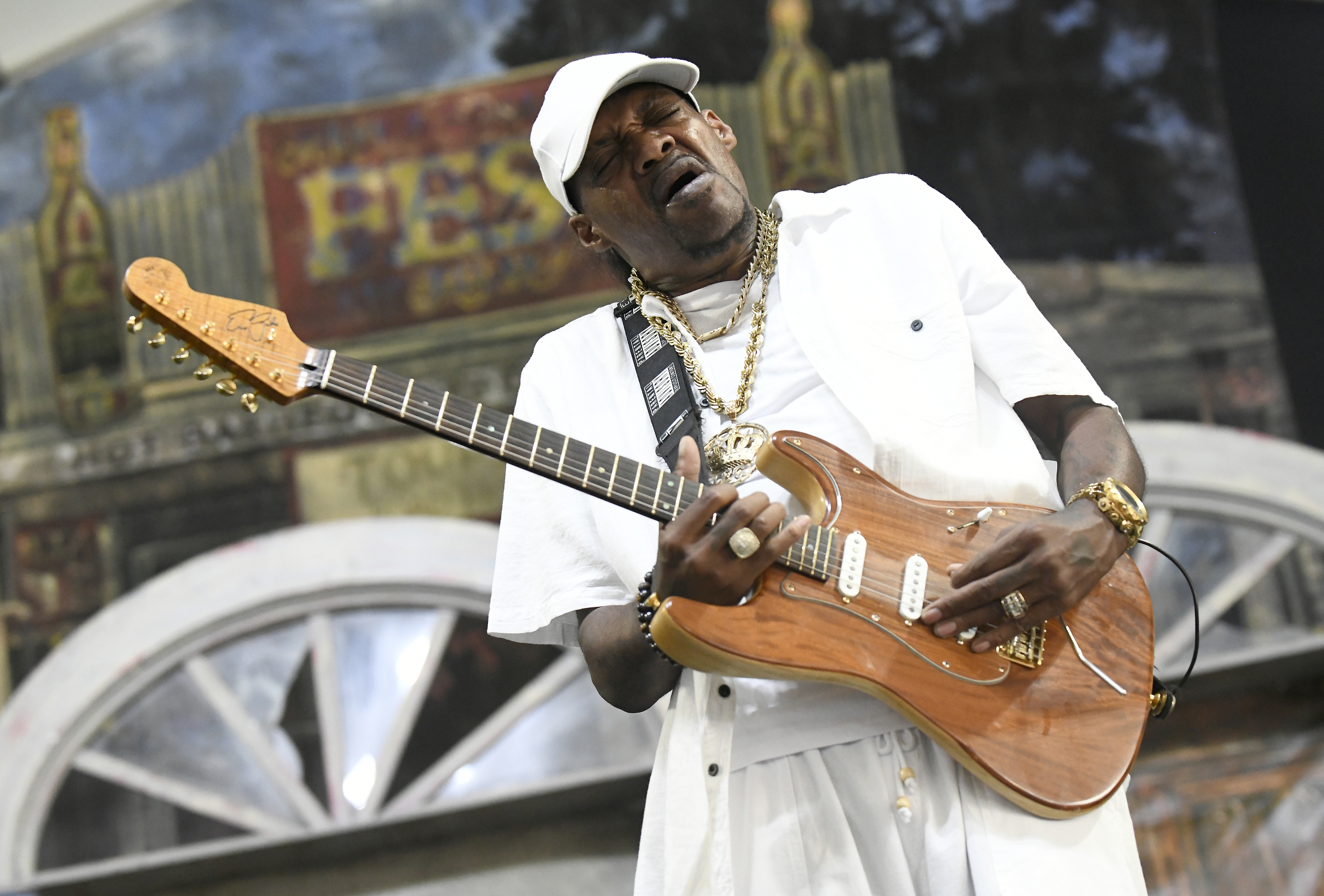 Eric Gales performs during the 2025 New Orleans Jazz &amp;amp; Heritage Festival at at Fair Grounds Race Course on April 27, 2025