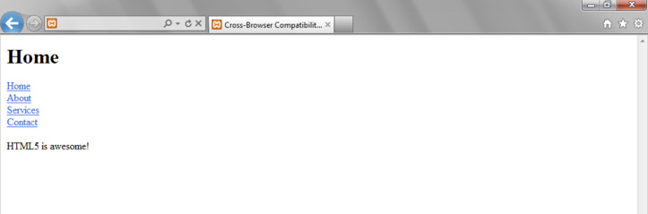 Figure 1-7 The same HTML web page displayed in Internet Explorer (using IE7 compatibility mode)