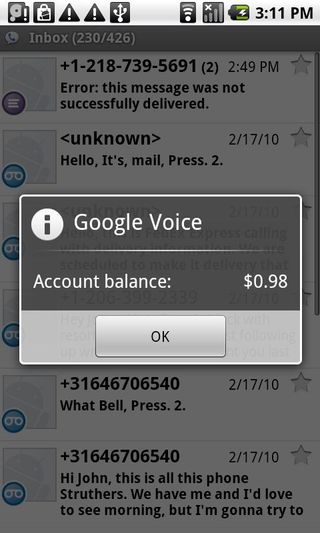 Google voice balance