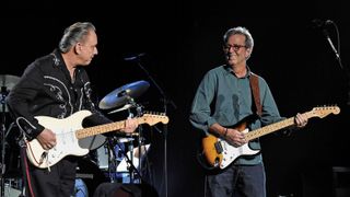 Jimmie Vaughan and Eric Clapton perform May 1, 2015, at New York City’s Madison Square Garden