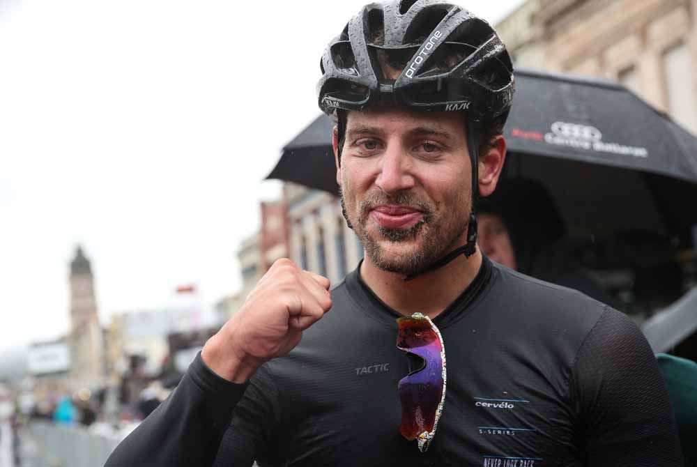 A happy winner at the finish