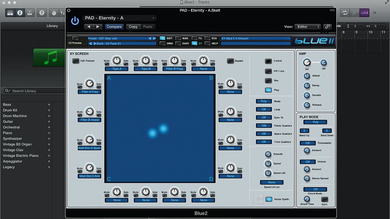 Take control of the horizontal and the vertical with Blue II's outstanding X/Y controller