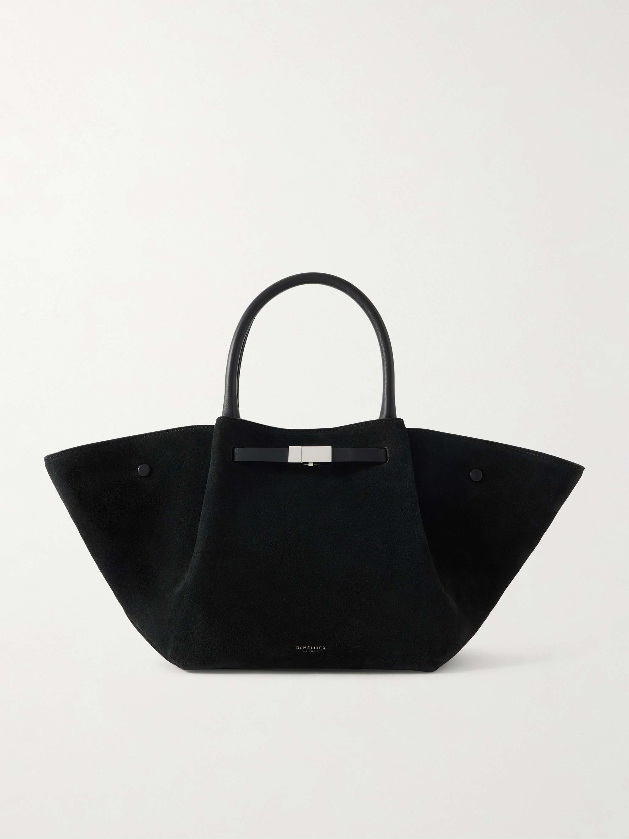 Midi New York Leather-Trimmed Suede Tote
