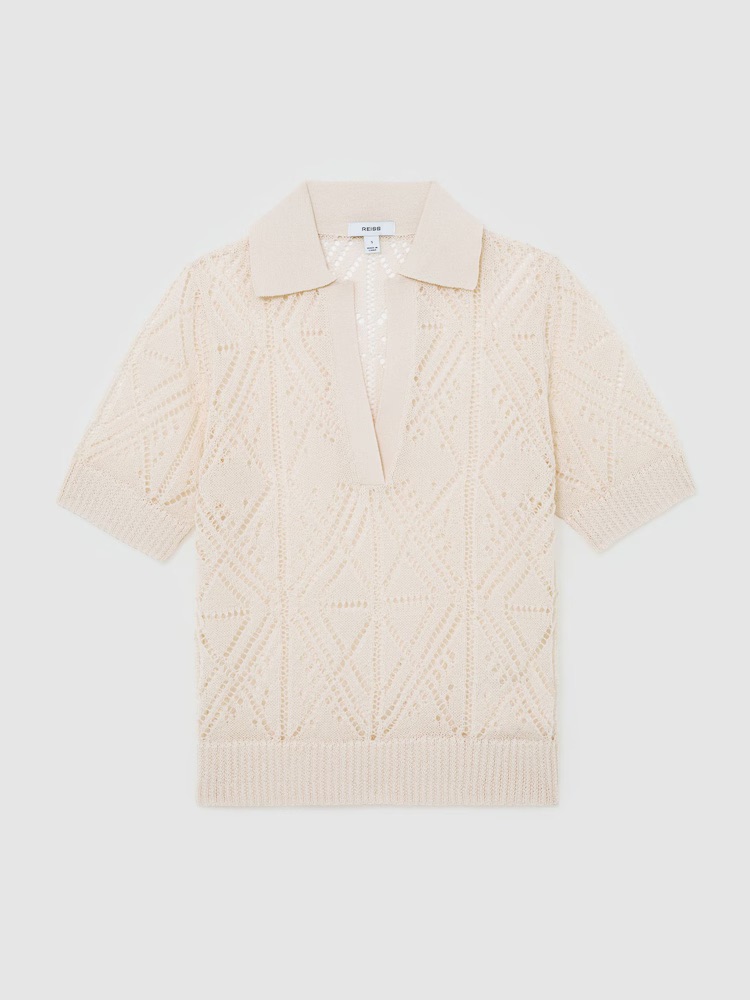 Reiss, Cotton-Blend Open-Knit Top