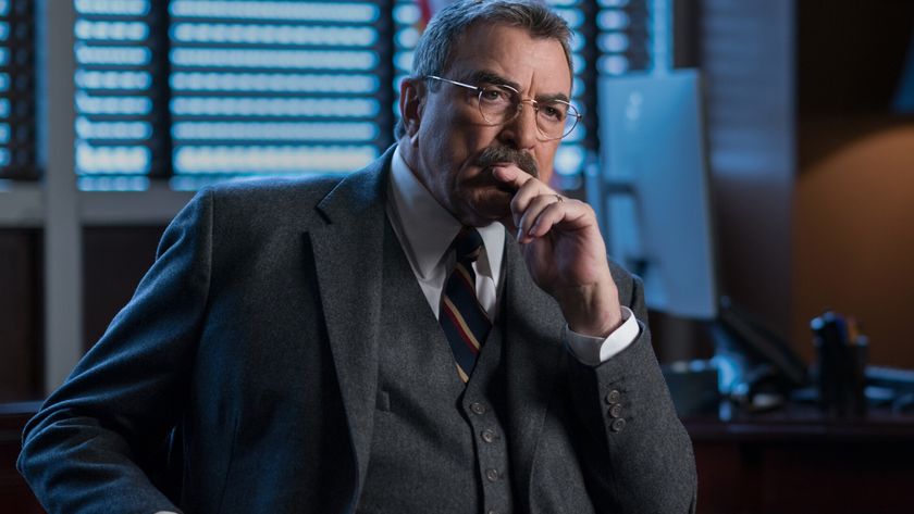 Tom Selleck sits pensively in his dark office in Blue Bloods S14 E18 - &quot;End Of Tour.&quot;