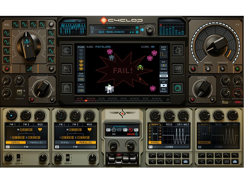 When you tire of programming the synths, click the robot to open a sound-generating shoot-'em-up game!