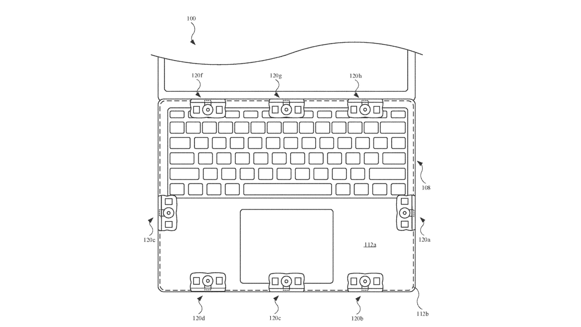 MacBook patent drawing showing a keyboard