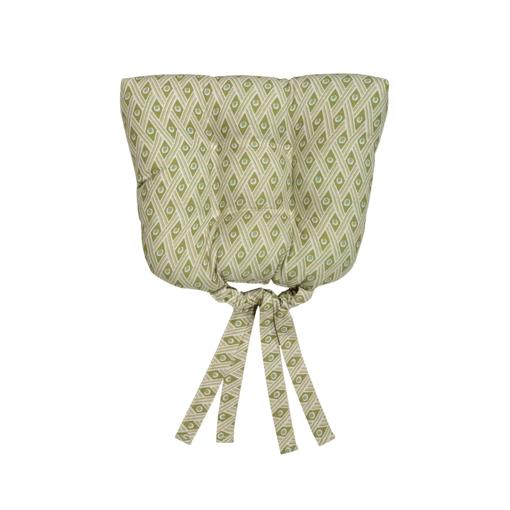 Green patterned chair cushion
