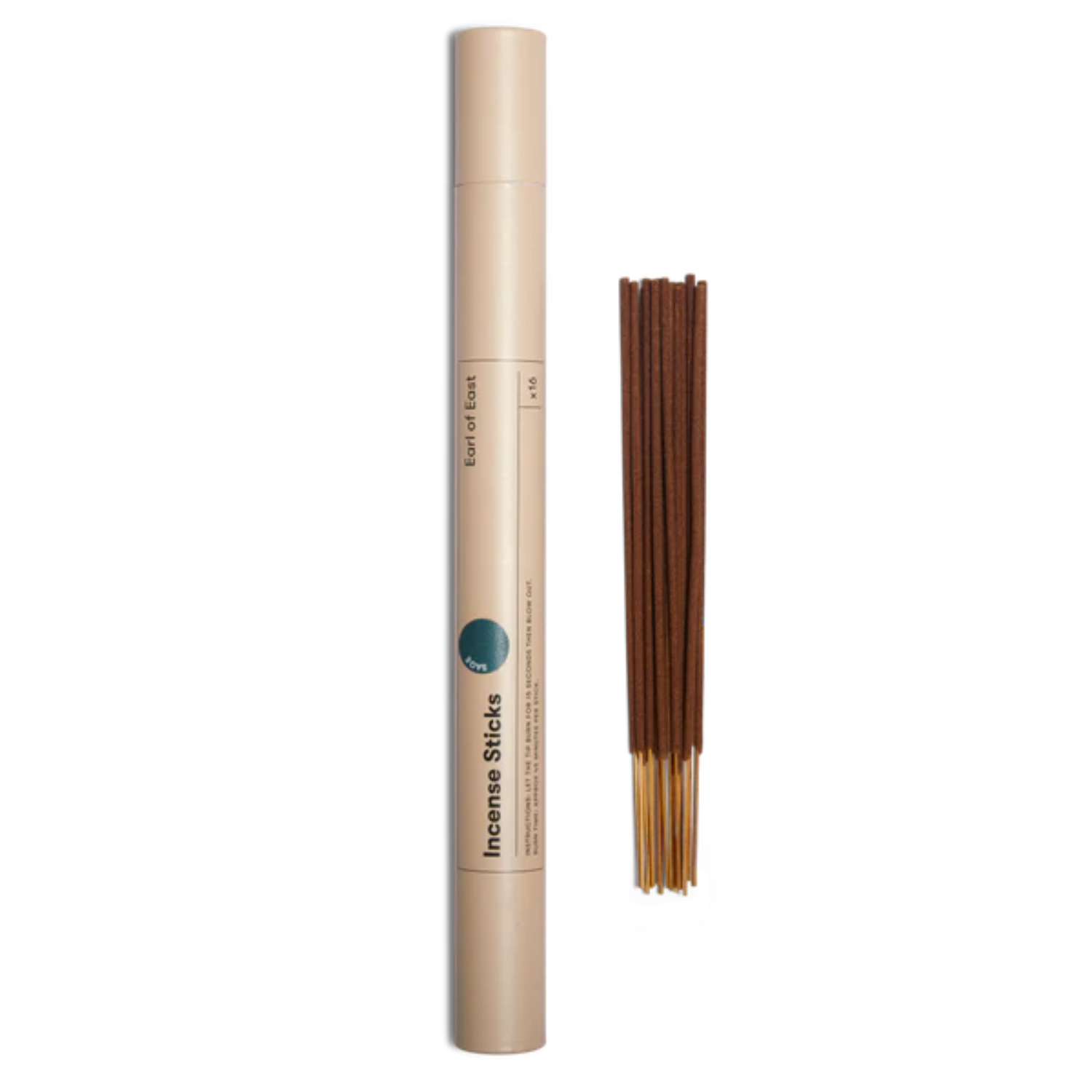 A tubular box of incense sticks