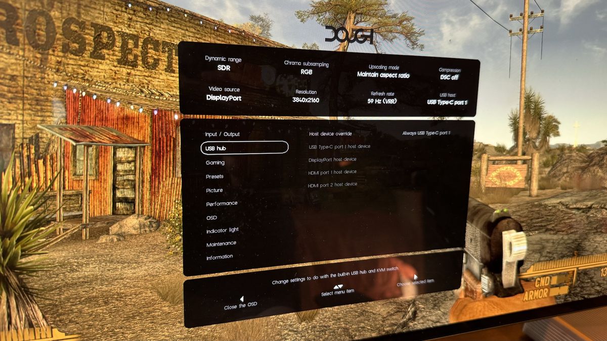 The OSD for the Dough Spectrum Black 27-inch OLED monitor