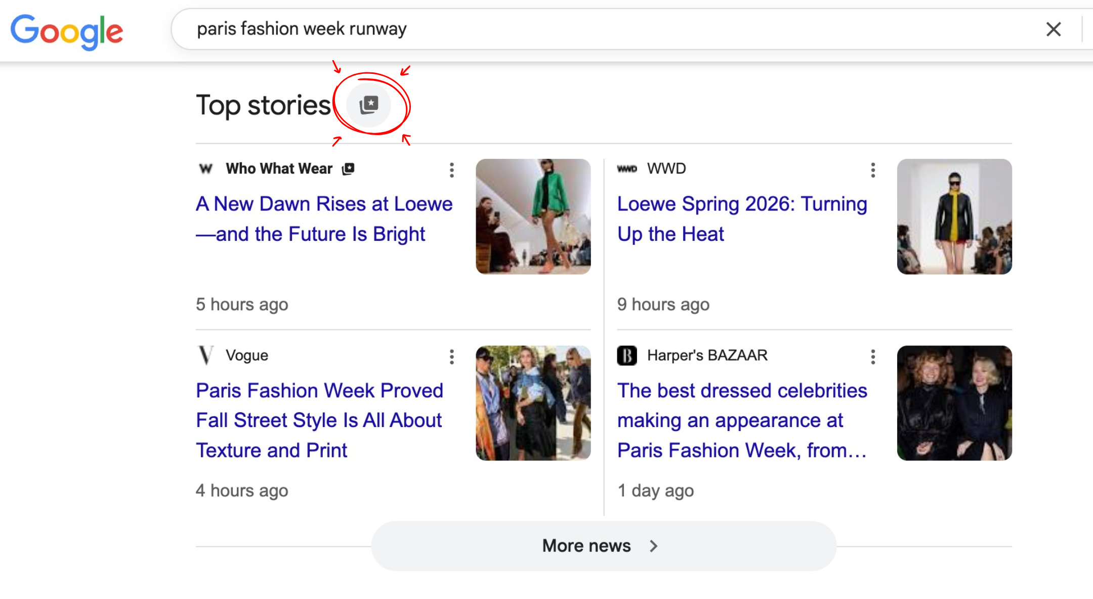 a screenshot of search results