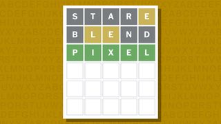 Wordle answer for game 886 on a yellow background