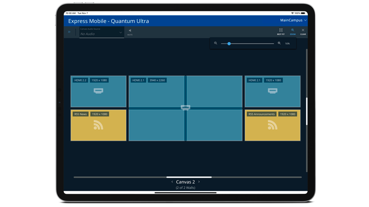 Extron&#039;s Enhanced Videowall Mobile App for Quantum Ultra.