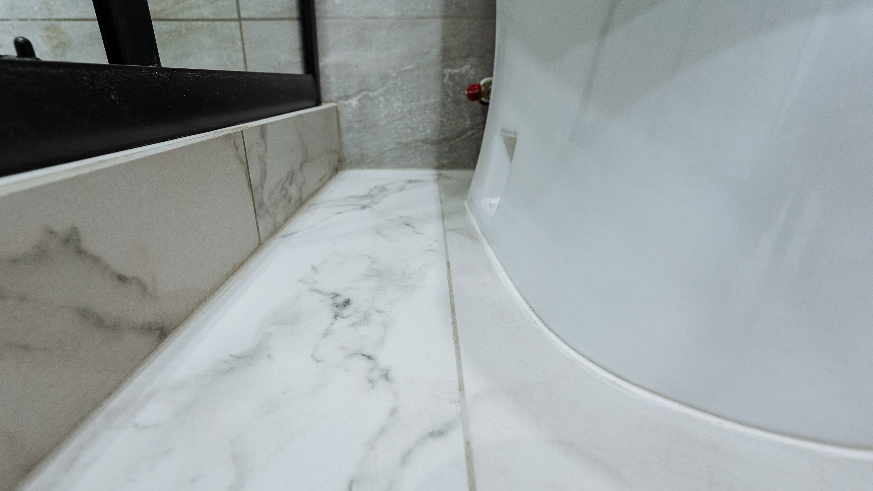 Toilet base on marble floor