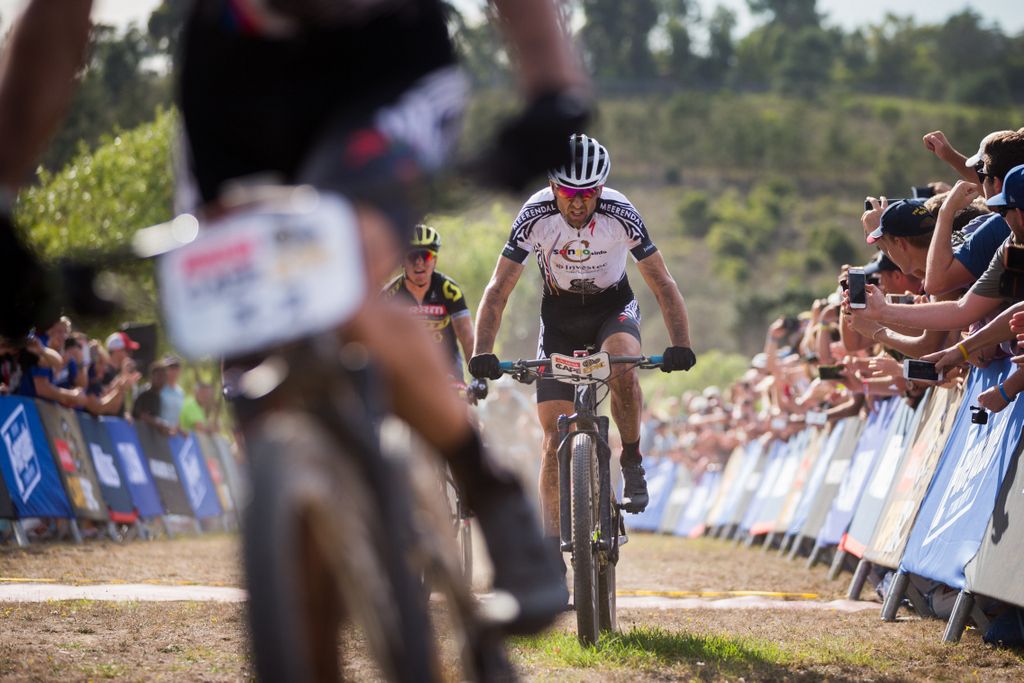 Christoph Sauser (Investec-Songo-Specialized) finishes the stage