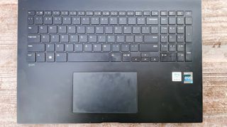 LG Gram 17 (2022) review unit with close-up on keyboard