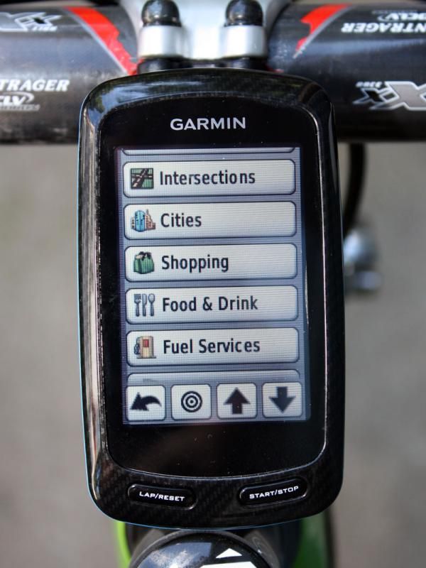 Garmin's new Edge 800 GPS computer incorporates similar navigation menus as its full-blown automobile units.