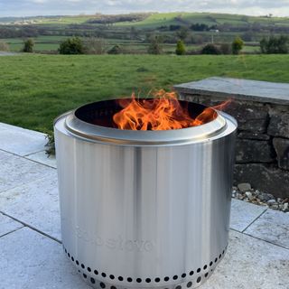 steel fire pit being tested