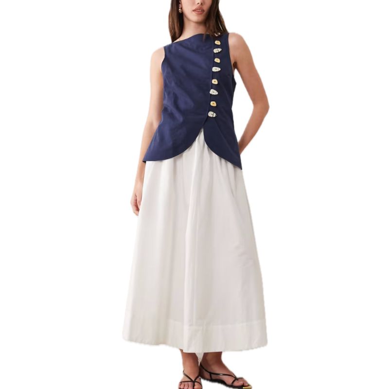 ASOS , Linen Look Waistcoat Maxi Dress with Poplin Skirt