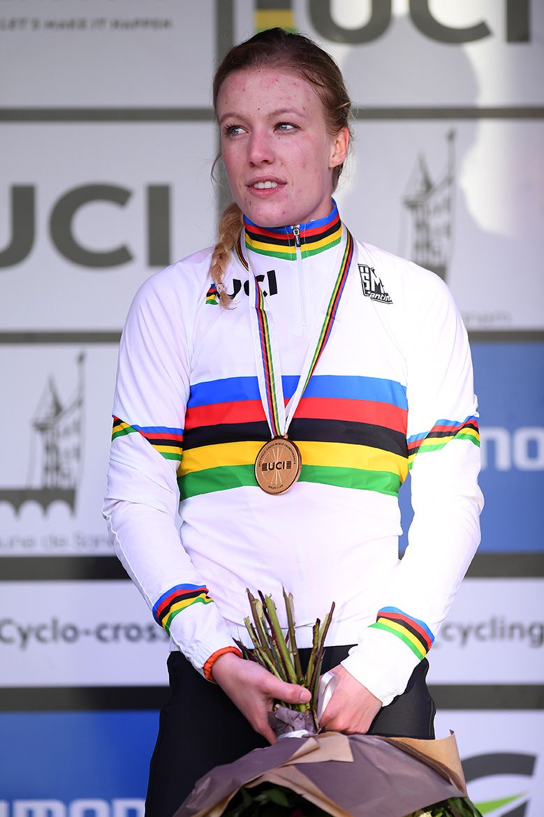 A victorious Annemarie Worst after the women's under-23 race at Worlds