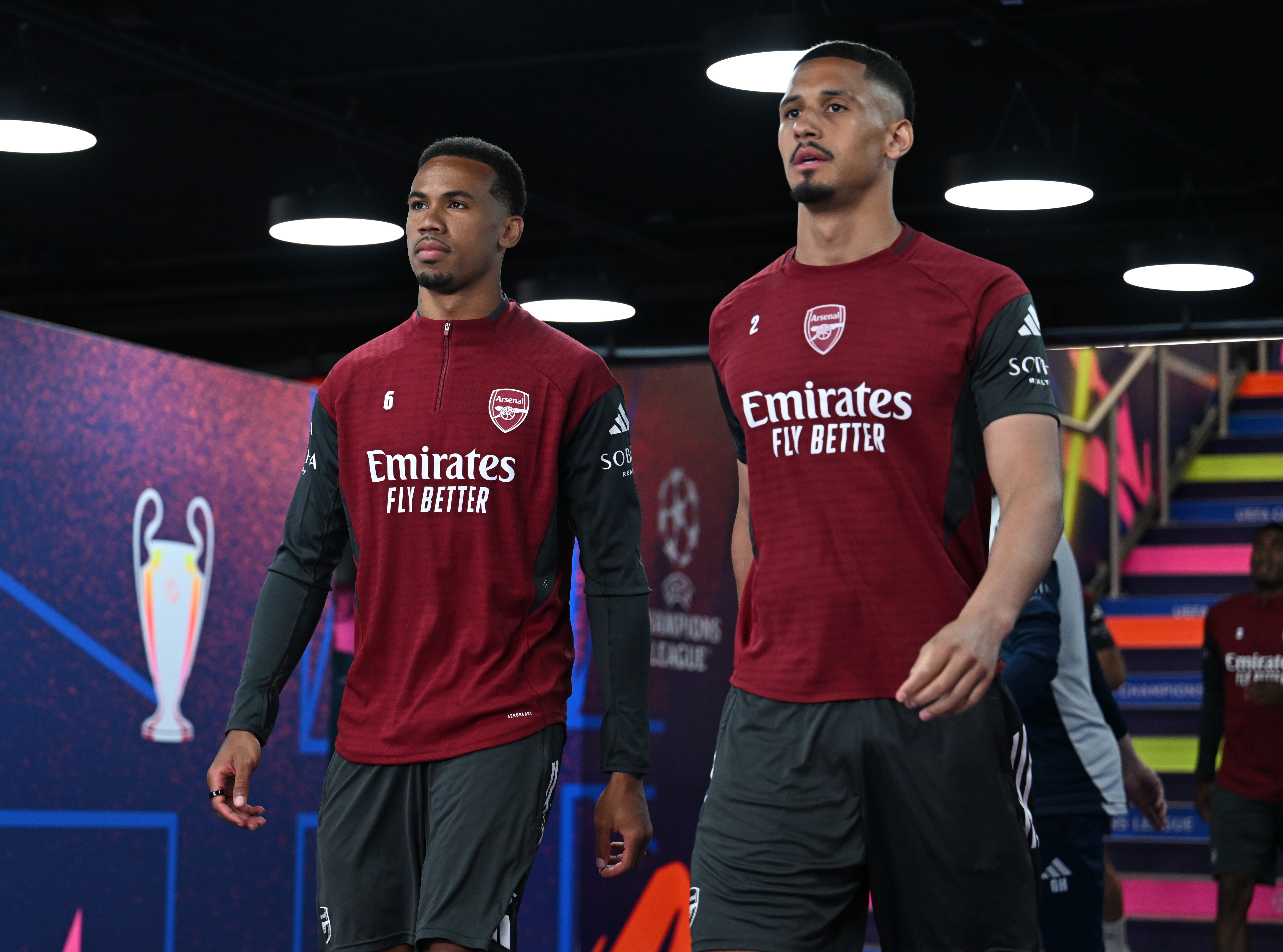 BUDAPEST, HUNGARY - MAY 29: Gabriel Magalhaes and William Saliba of Arsenal (Photo by David Price/Arsenal FC via Getty Images)