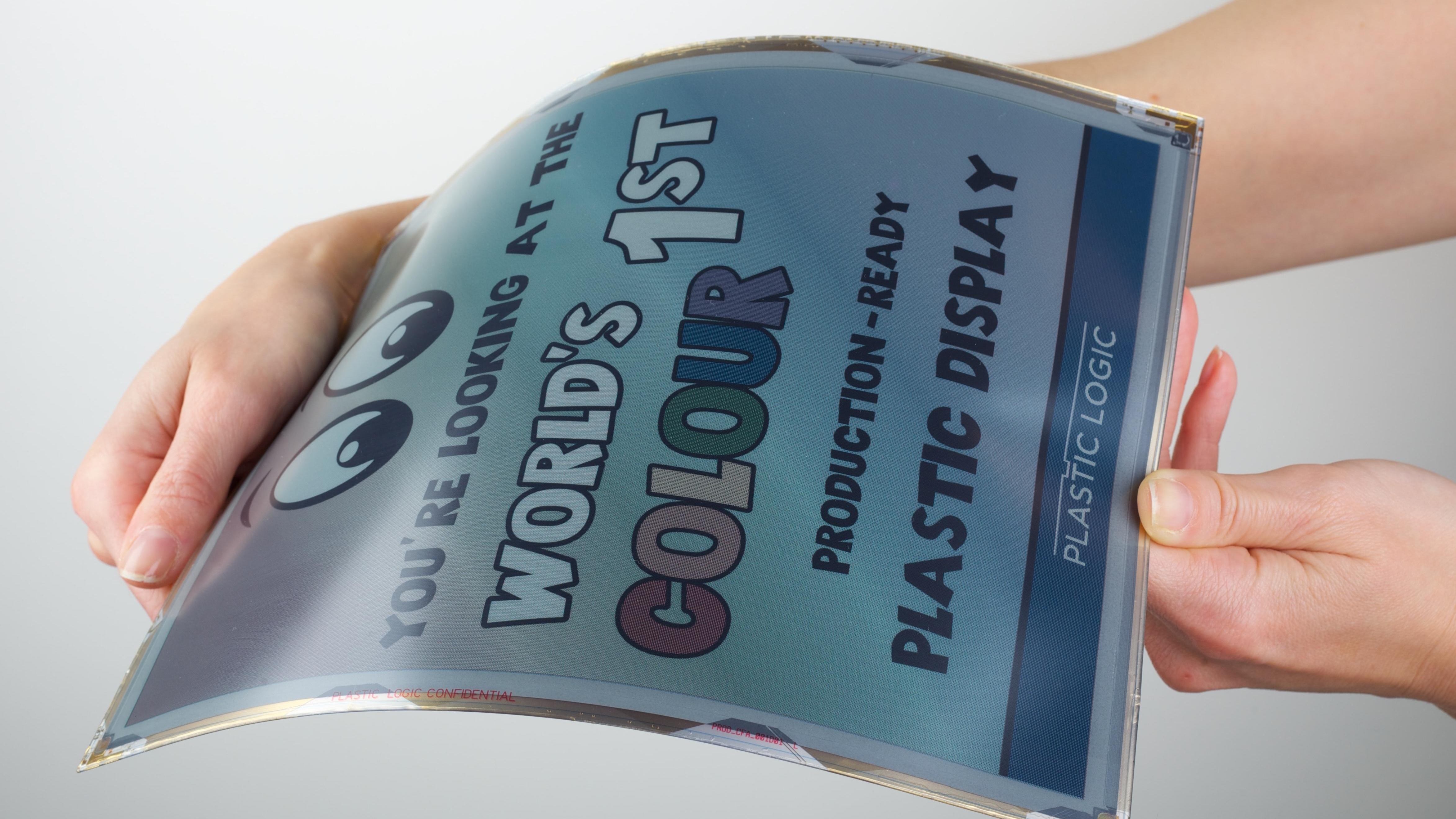 Plastic Logic has developed spray-on electronics to create low-power, bendable plastic screens