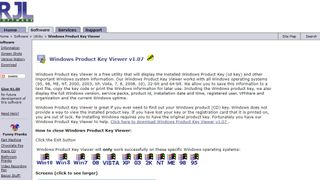 Windows Product Key Viewer website screenshot