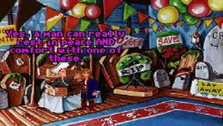 2. Guybrush seals a man inside of a coffin
