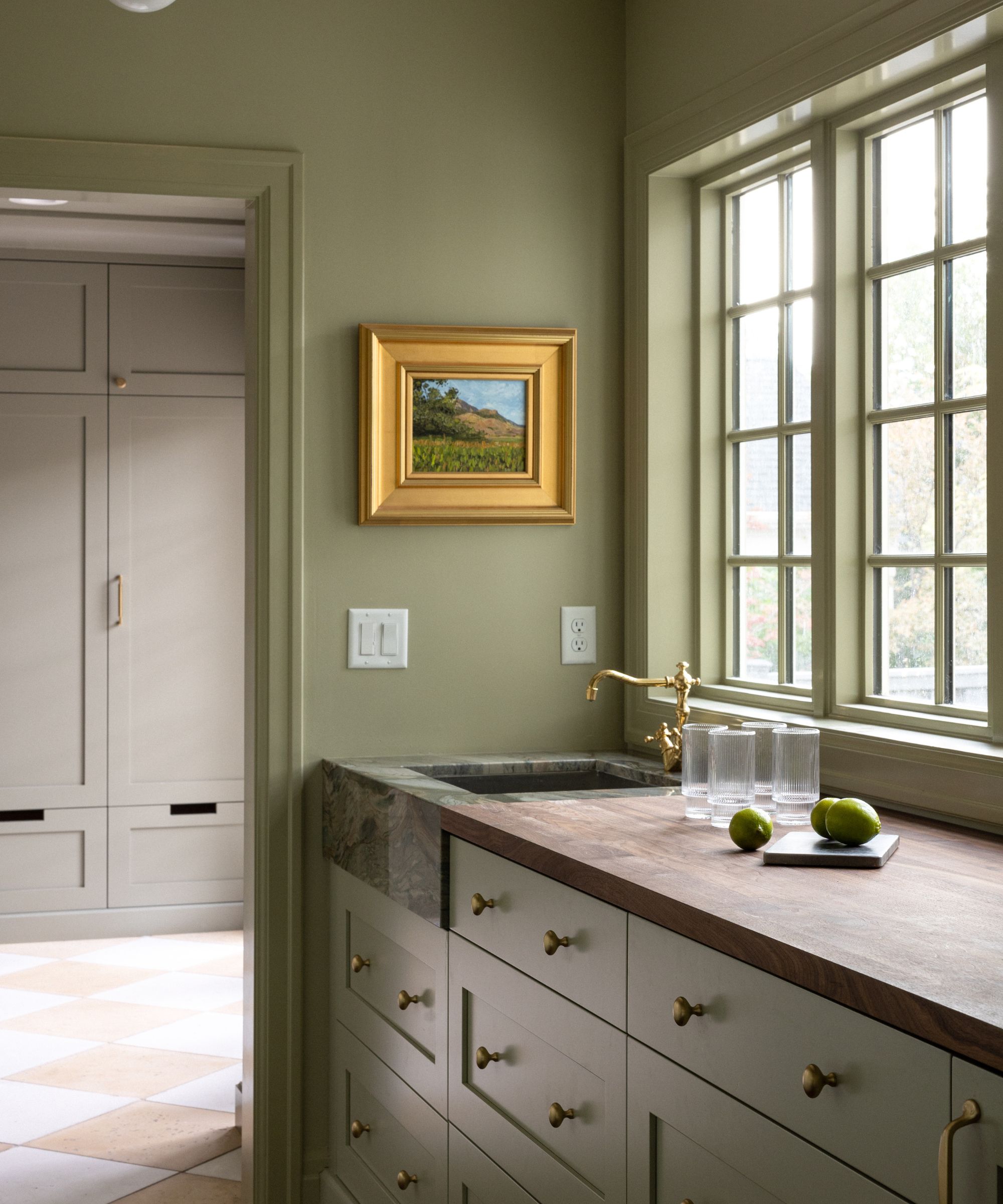A pantry painted in French Gray by Farrow &amp;amp; Ball