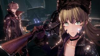 One of Code Vein's characters slings a rifle over her shoulder