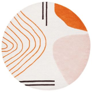 A round orange rug