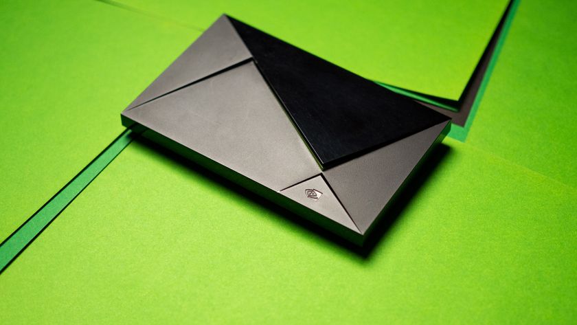 NVIDIA Shield TV Pro against green background