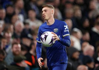 Cole Palmer of Chelsea during the Premier League match between Chelsea FC and Manchester United at Stamford Bridge on April 04, 2024 in London, England. (Photo by Catherine Ivill - AMA/Getty Images)