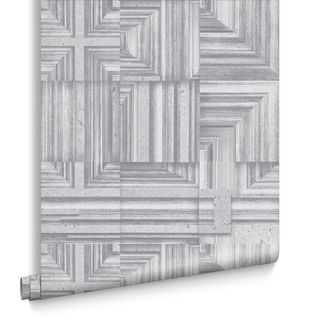 geometric designed grey wallpaper roll