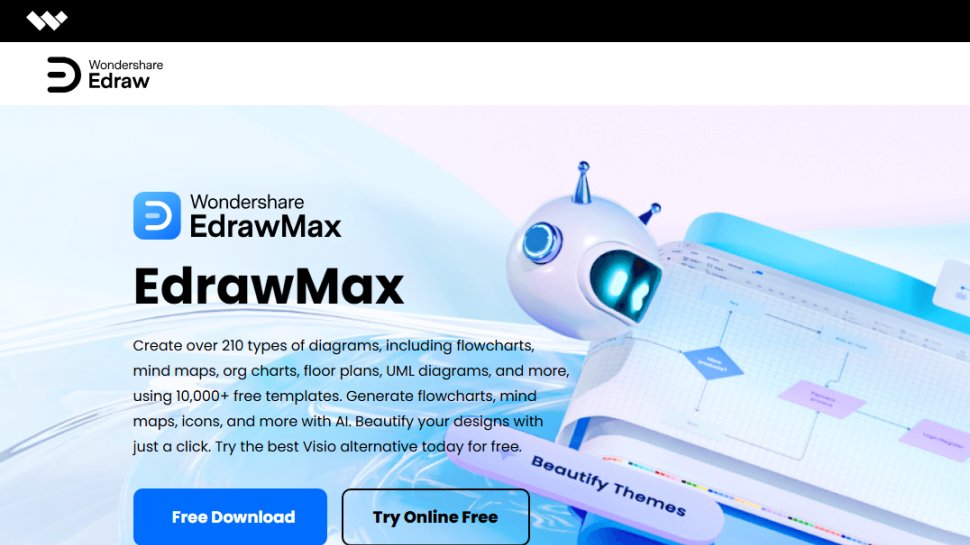 Website screenshot of Edraw Max (July, 2025)