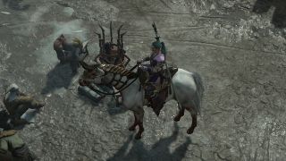 Diablo 4 mount - a sorcerer is sitting on top of a white horse