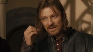 Sean Bean gesturing in The Lord of the Rings: The Fellowship of the Ring