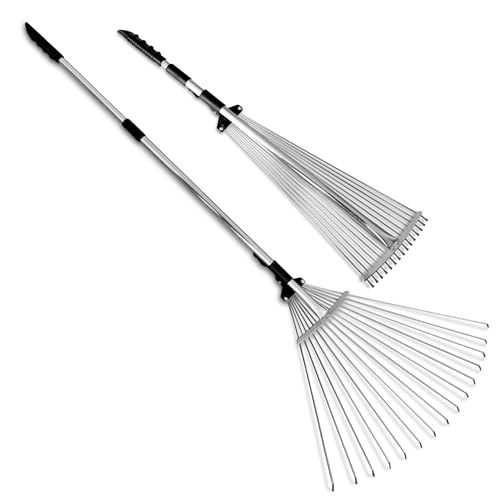 Tabor Tools J16a Adjustable Metal Leaf Rake With Expandable Head 8-23", Collapsible &amp;amp; Telescopic Grass Rake for Lawns, Garden &amp;amp; Yard, Ideal for Leaves, Shrubs &amp;amp; Small Areas