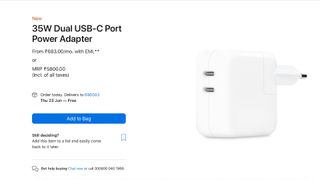 Apple 35W dual port Type-C charger on Apple India online store