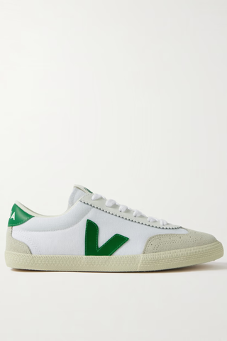 Veja Volley Leather and Suede-Trimmed Canvas Sneakers
