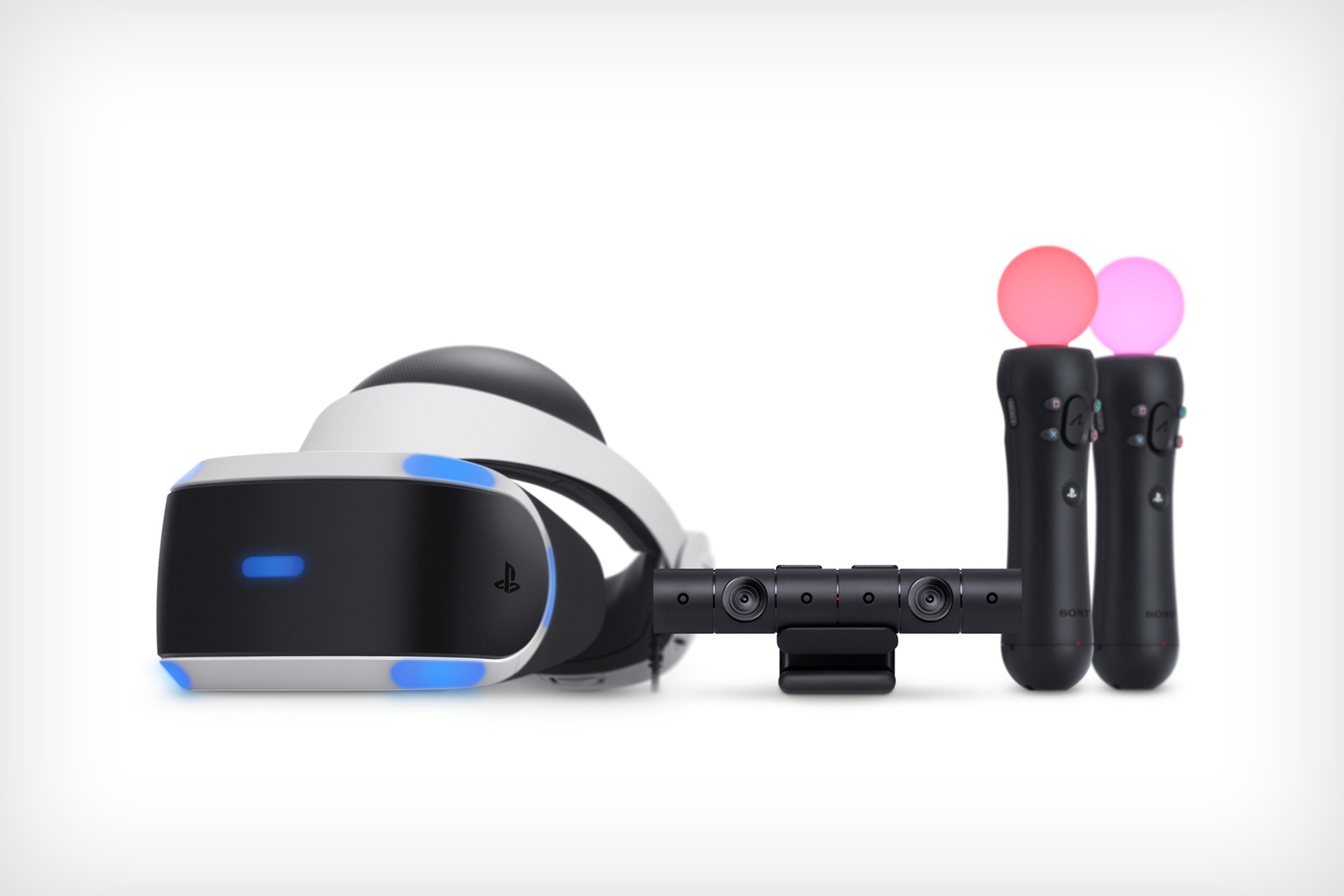 PS VR Headset, camera and controllers